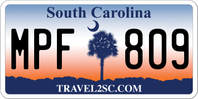 SC license plate MPF809