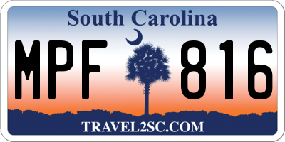 SC license plate MPF816