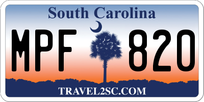 SC license plate MPF820