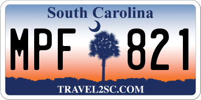 SC license plate MPF821