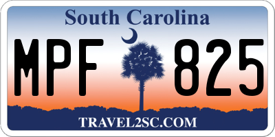 SC license plate MPF825