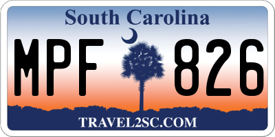 SC license plate MPF826