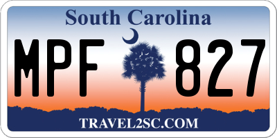 SC license plate MPF827
