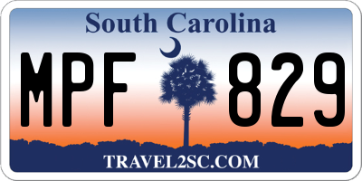 SC license plate MPF829
