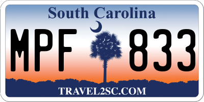 SC license plate MPF833