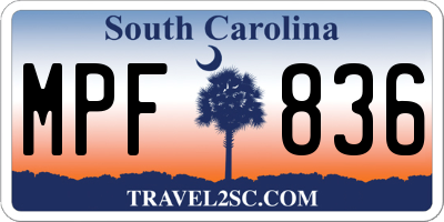 SC license plate MPF836