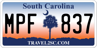 SC license plate MPF837