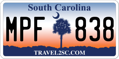 SC license plate MPF838