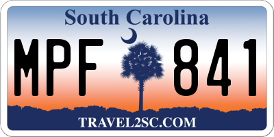 SC license plate MPF841
