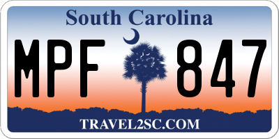 SC license plate MPF847