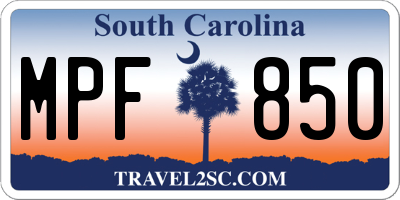 SC license plate MPF850