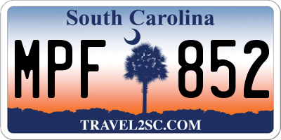 SC license plate MPF852