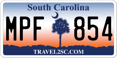 SC license plate MPF854