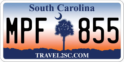 SC license plate MPF855