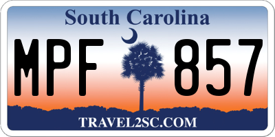 SC license plate MPF857
