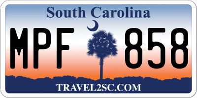 SC license plate MPF858