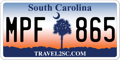 SC license plate MPF865