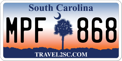 SC license plate MPF868