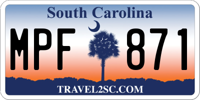 SC license plate MPF871
