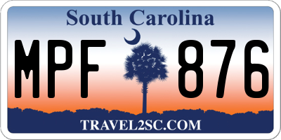 SC license plate MPF876