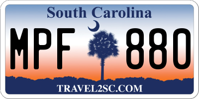 SC license plate MPF880
