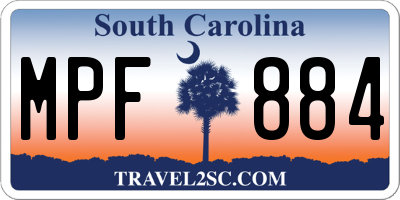 SC license plate MPF884