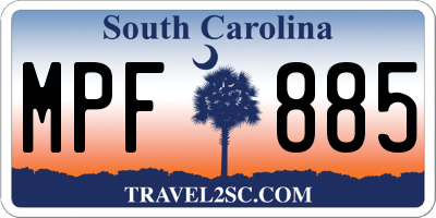 SC license plate MPF885