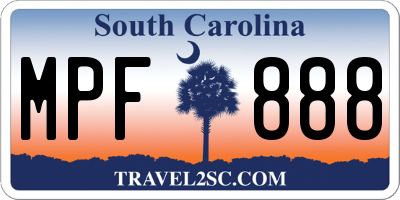 SC license plate MPF888