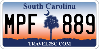 SC license plate MPF889