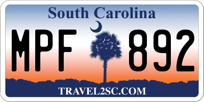 SC license plate MPF892