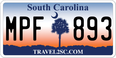 SC license plate MPF893