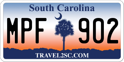 SC license plate MPF902