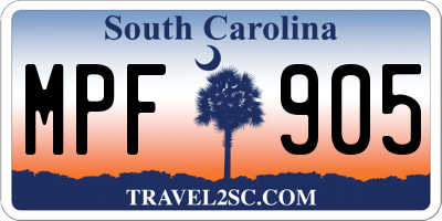 SC license plate MPF905