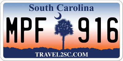 SC license plate MPF916