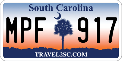 SC license plate MPF917