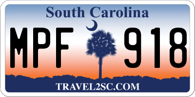 SC license plate MPF918