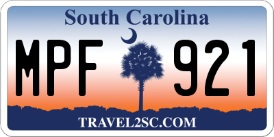 SC license plate MPF921