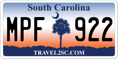 SC license plate MPF922