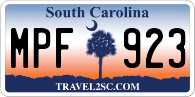 SC license plate MPF923