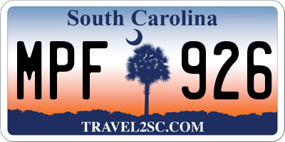 SC license plate MPF926