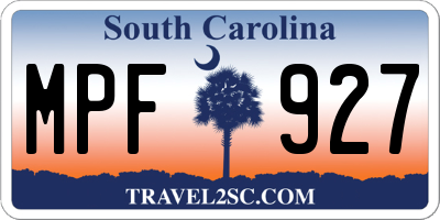 SC license plate MPF927