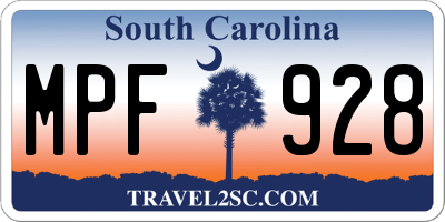 SC license plate MPF928