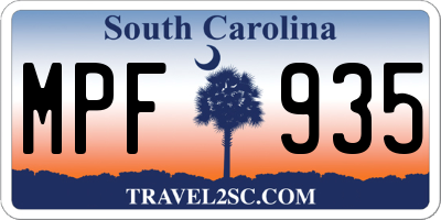 SC license plate MPF935