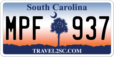SC license plate MPF937