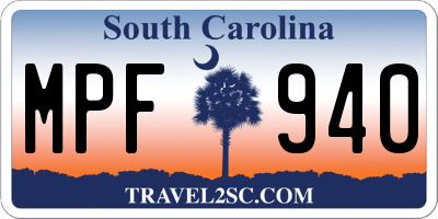 SC license plate MPF940