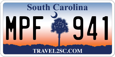 SC license plate MPF941