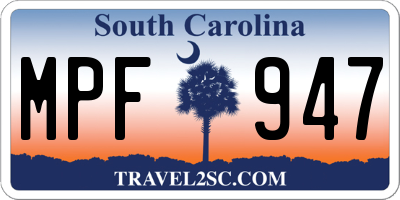 SC license plate MPF947