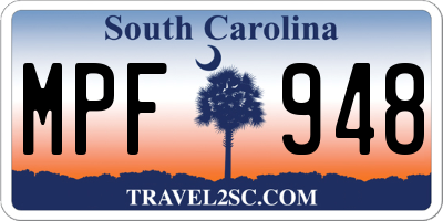 SC license plate MPF948