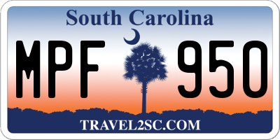SC license plate MPF950