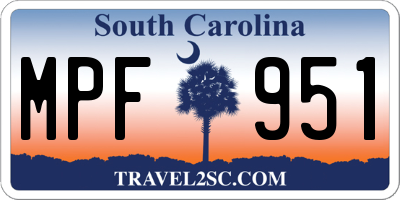 SC license plate MPF951